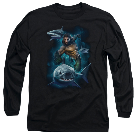 Aquaman Movie Swimming With Sharks - Men's Long Sleeve T-Shirt