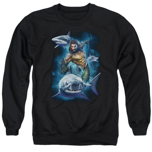 Aquaman Movie Swimming With Sharks - Men's Crewneck Sweatshirt