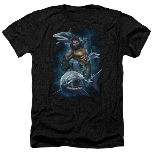 Aquaman Movie Swimming With Sharks - Men's Heather T-Shirt