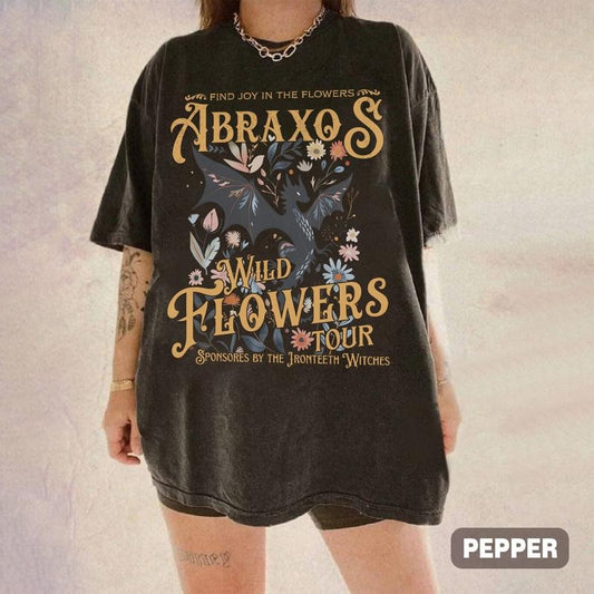 Abraxos Flower Comfort Colors Shirt, Fantasy Dragon Bookish Shirt, Throne Of Glass Shirt, Boho Wildflowers Cottagecore Shirt, Bookish Gift