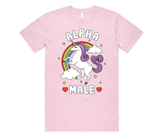 Alpha Male T-shirt Tee Top Funny Meme Unicorn Gift Unisex Joke Prank Fathers Day Stag Do TK43GN
