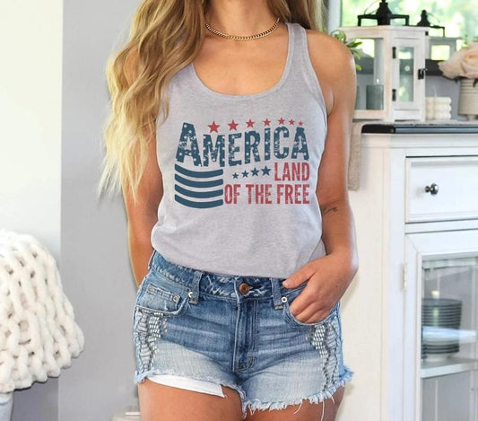 America Land Of The Free Tank Top, America Freedom Tank Top, Fourth Of July Tank Top, 4th Of July Tee, American Flag Tank Top