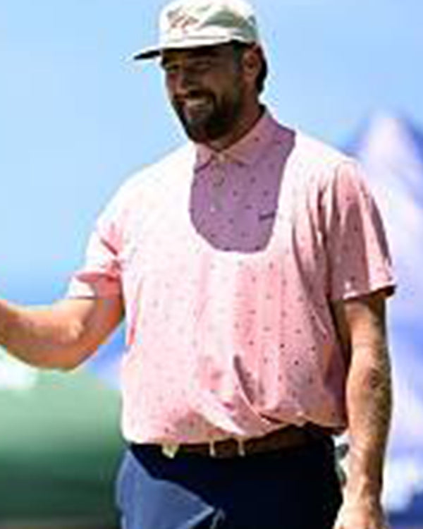 American Century Championship Travis Kelce Pink Polo Shirt