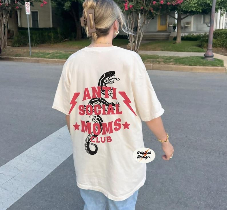 Antisocial Moms Club Cool Moms Club Cool Moms Tshirt First Time Mom Gift Presents for Mom Tee Expecting Mom Gift...