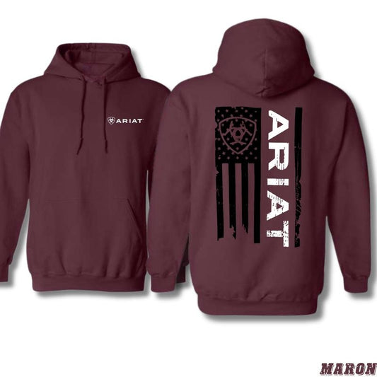 Ariat Hoodie - Classic American Flag Design with Bold Ariat Logo, Perfect for Western Lifestyle Enthusiasts, Menswear Sweaters