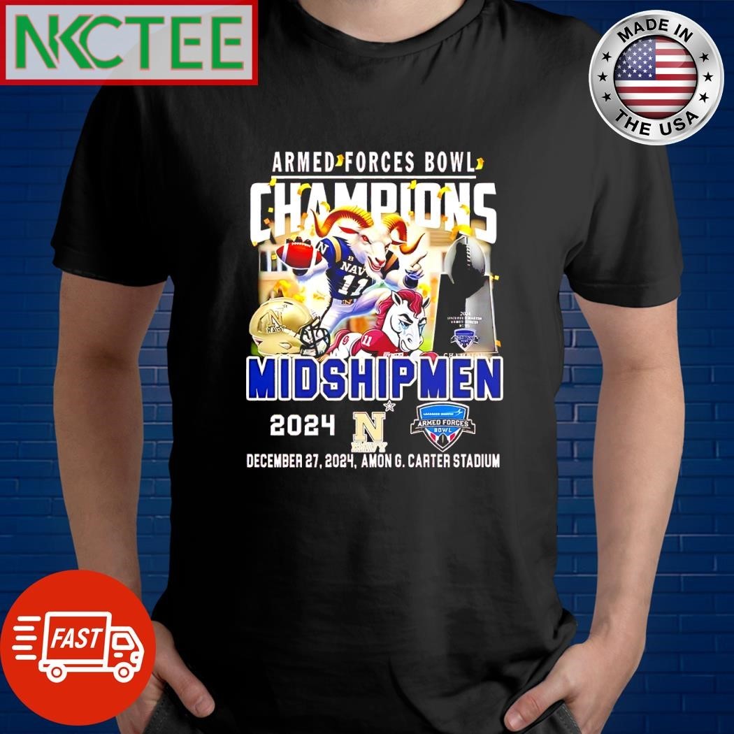 Armed Forces Bowl Champions Navy Midshipmen Mascot December 27 2024 Amon G. Carter Stadium shirt