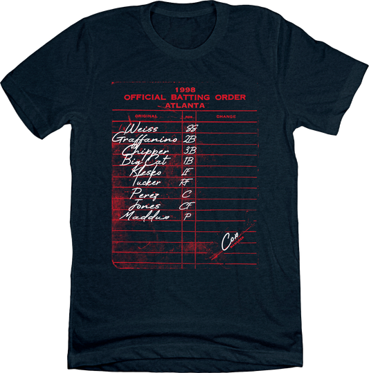 1998 Atlanta Batting Lineup Tee