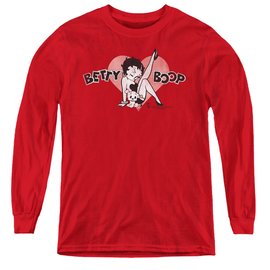 Betty Boop Vintage Cutie Pup - Youth Long Sleeve T-Shirt