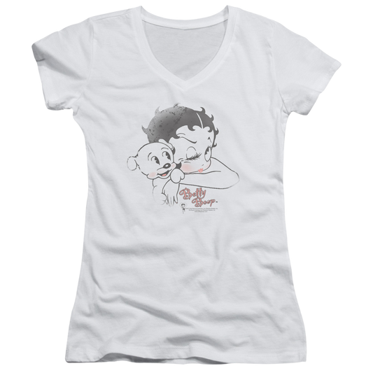 Betty Boop Vintage Wink - Juniors V-Neck T-Shirt