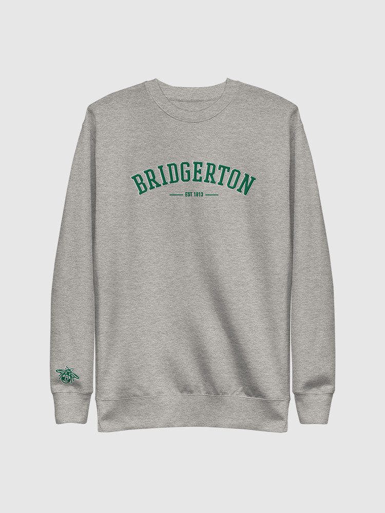 Bridgerton Varsity Embroidered Crewneck Sweatshirt [Carbon Grey]