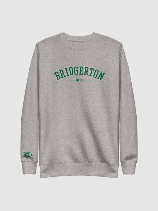Bridgerton Varsity Embroidered Crewneck Sweatshirt [Carbon Grey]
