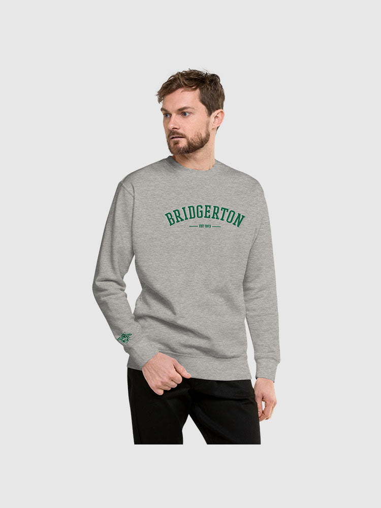 Bridgerton Varsity Embroidered Crewneck Sweatshirt [Carbon Grey]