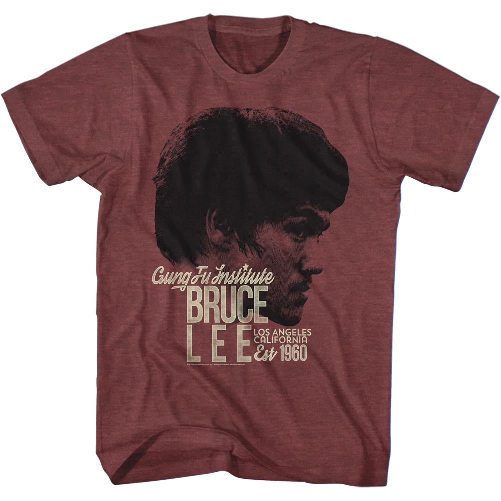 Bruce Lee Mens S/S T-Shirt - Est1960 - Heather Vintage Maroon Heather