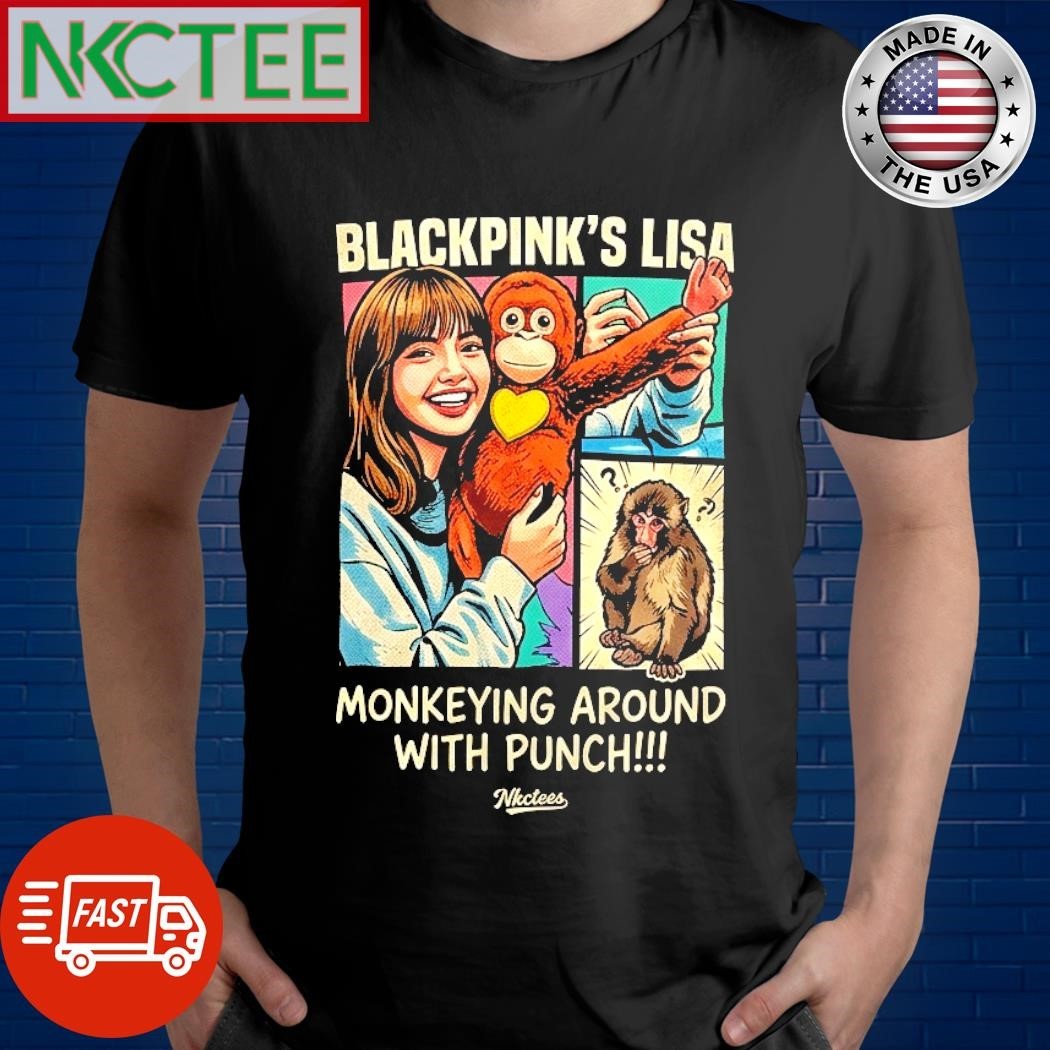 BLACKPINK LISA Monkeying Around With Punch monkey Graphic T-Shirt – Streetwear Edition