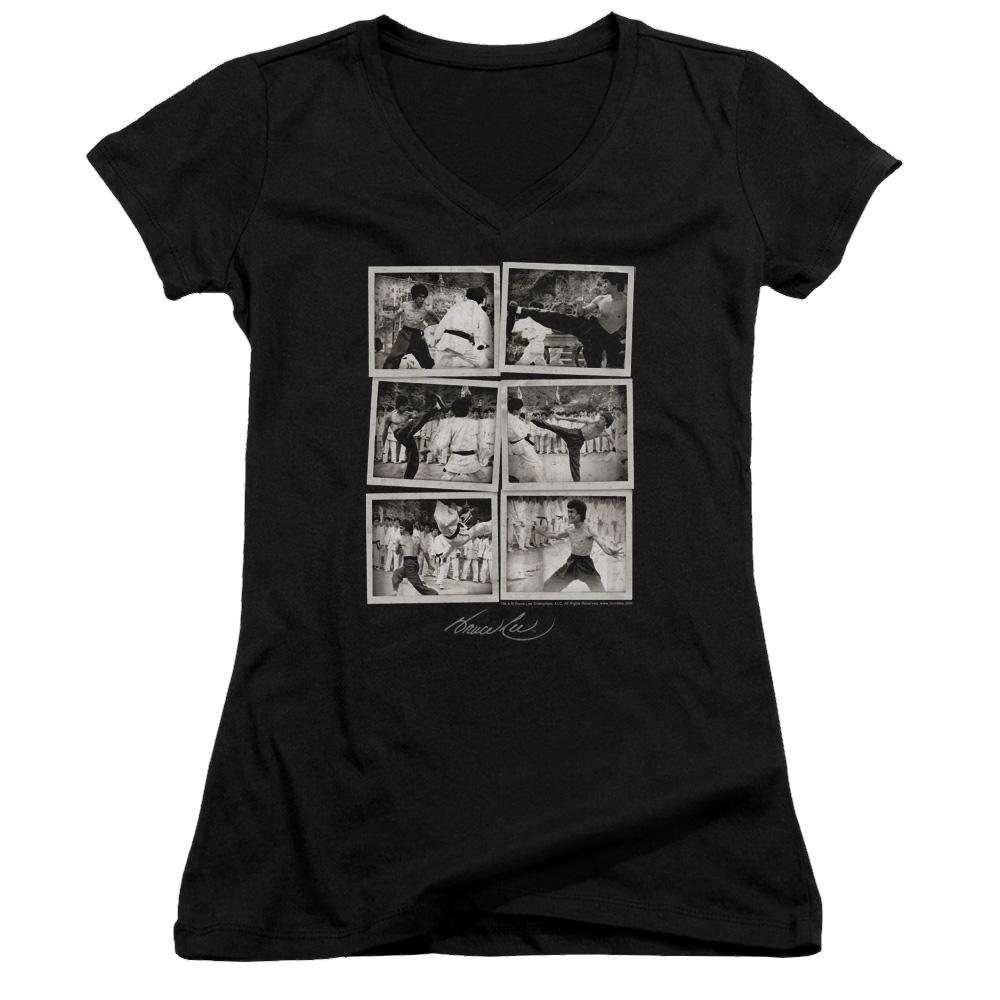Bruce Lee Snap Shots - Juniors V-Neck T-Shirt