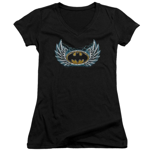 Batman Steel Wings Logo - Juniors V-Neck T-Shirt