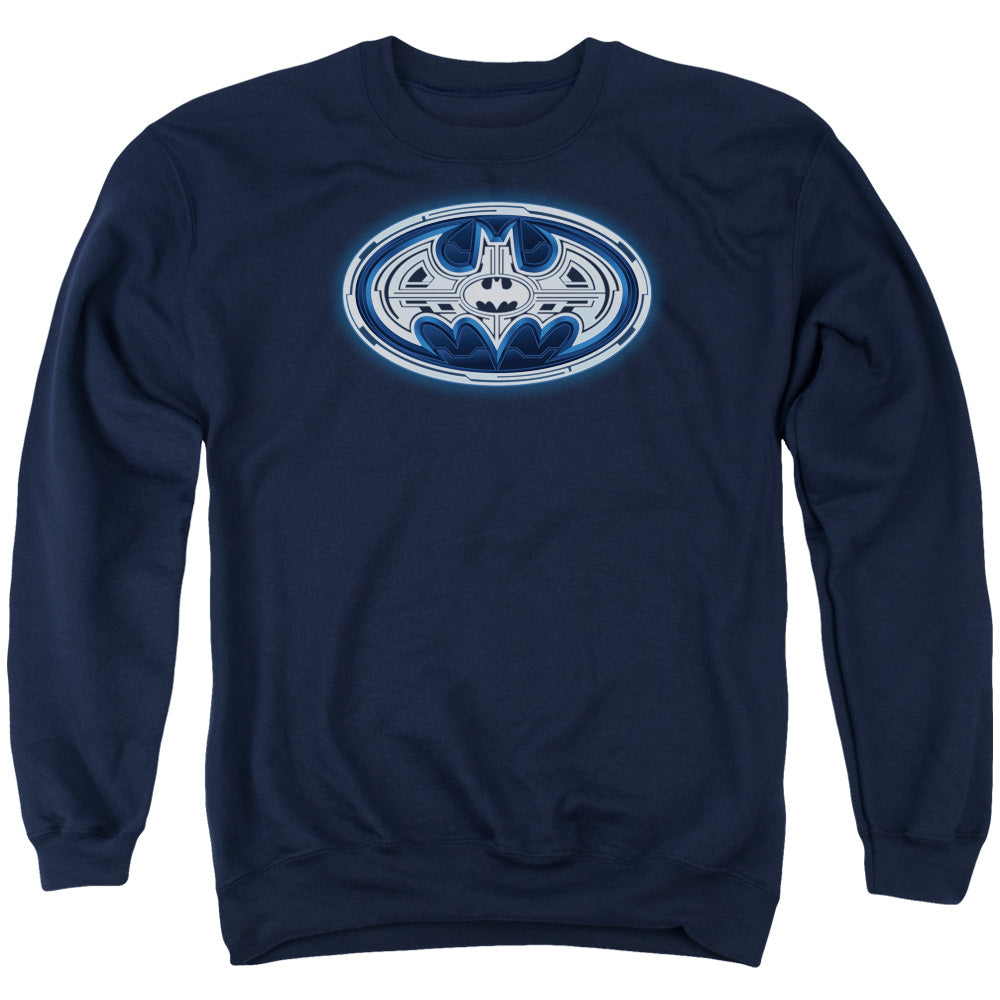 Batman Cyber Bat Shield Mens Crewneck Sweatshirt Navy Blue