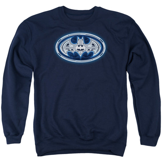 Batman Cyber Bat Shield Mens Crewneck Sweatshirt Navy Blue