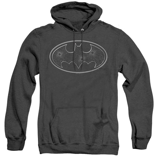 Batman Glass Hole Logo Heather Mens Hoodie Black