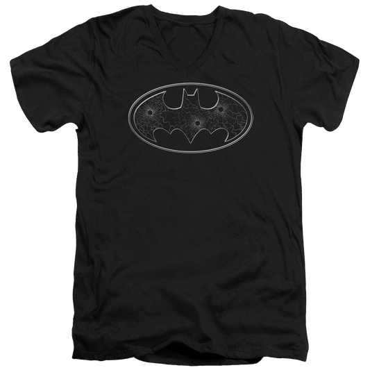 Batman Glass Hole Logo - Men's V-Neck T-Shirt
