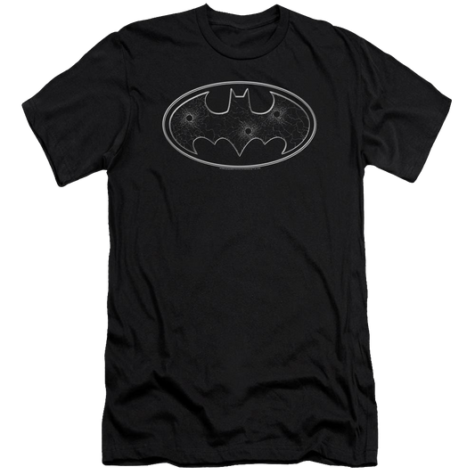 Batman Glass Hole Logo - Men's Premium Slim Fit T-Shirt