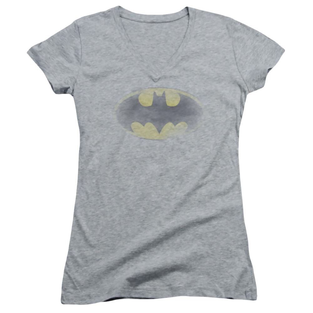 Batman Faded Logo - Juniors V-Neck T-Shirt