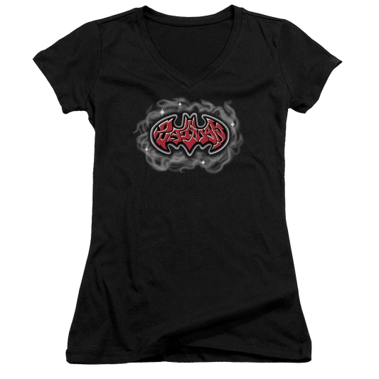 Batman Hip Hop Logo - Juniors V-Neck T-Shirt