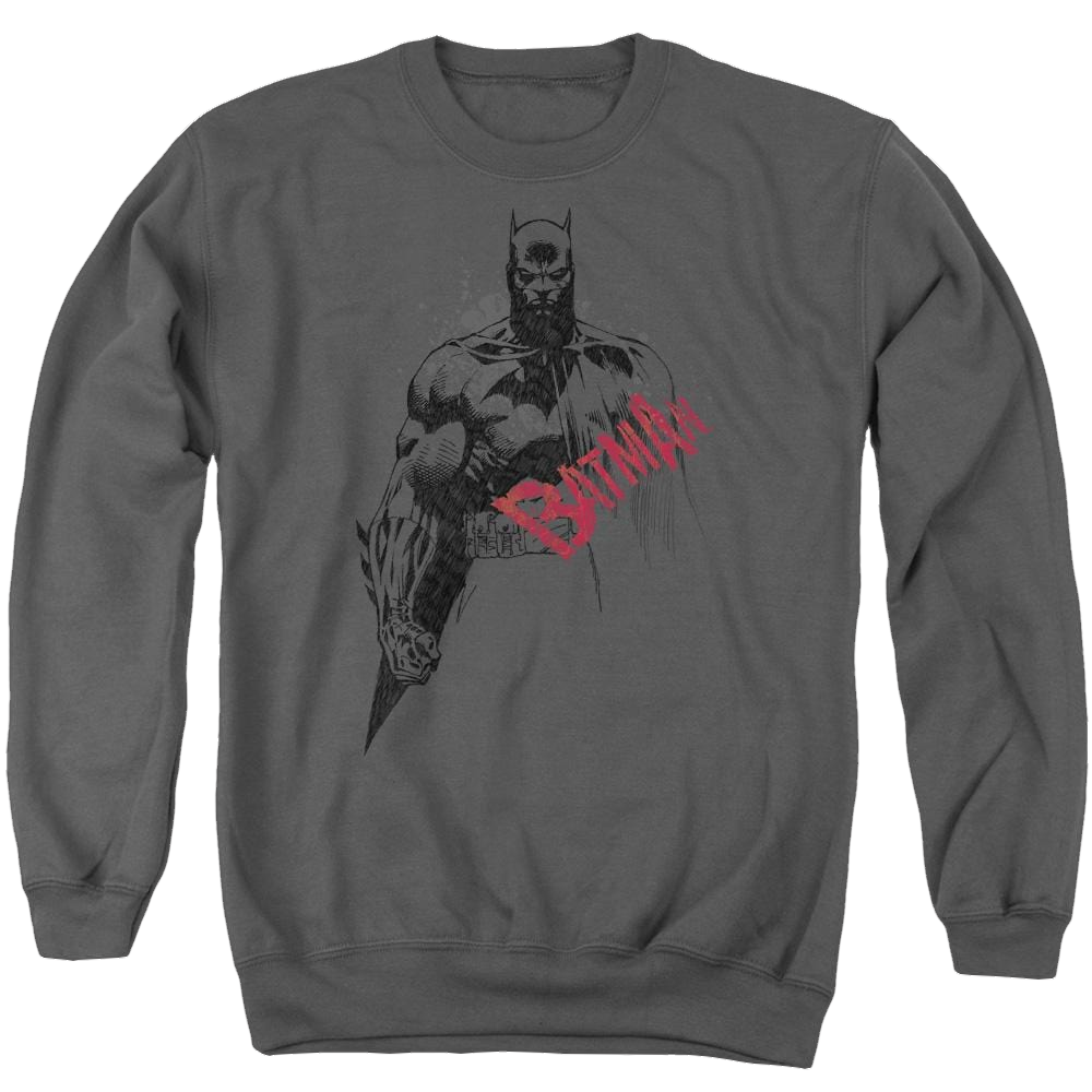 Batman Sketch Bat Red Logo - Men's Crewneck Sweatshirt