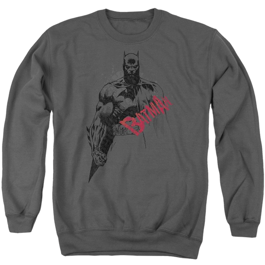 Batman Sketch Bat Red Logo - Men's Crewneck Sweatshirt