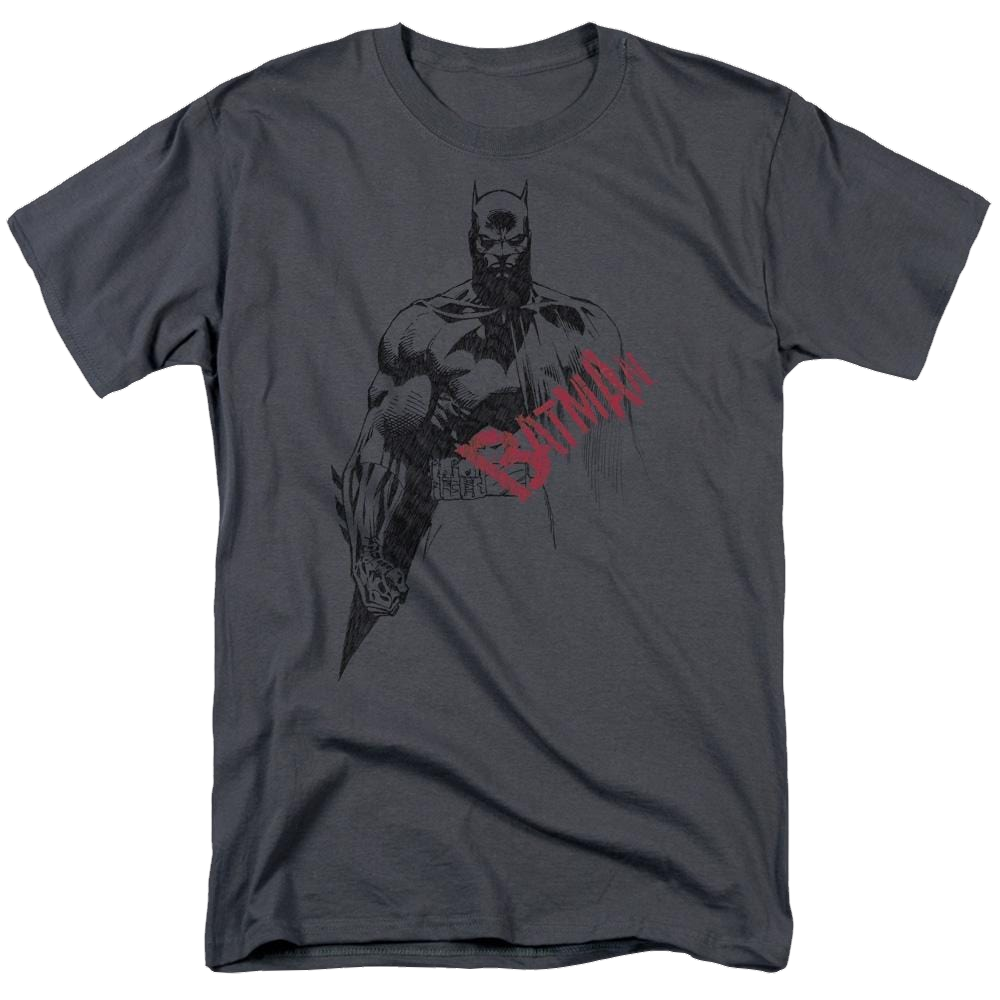 Batman Sketch Bat Red Logo - Men's Regular Fit T-Shirt
