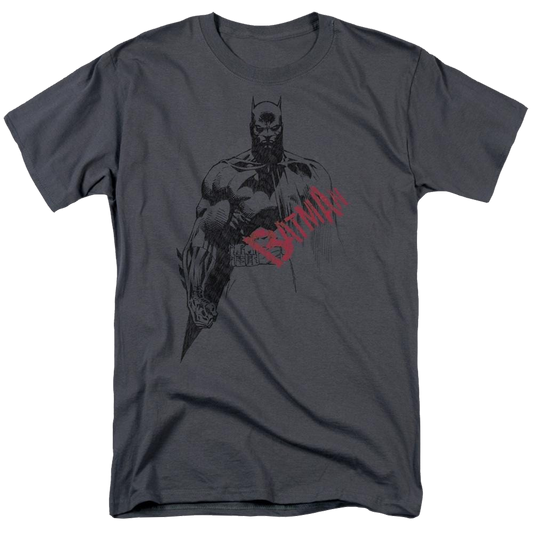 Batman Sketch Bat Red Logo - Men's Regular Fit T-Shirt