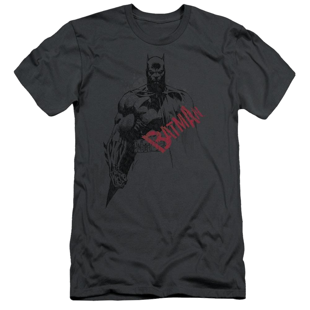 Batman Sketch Bat Red Logo - Men's Slim Fit T-Shirt