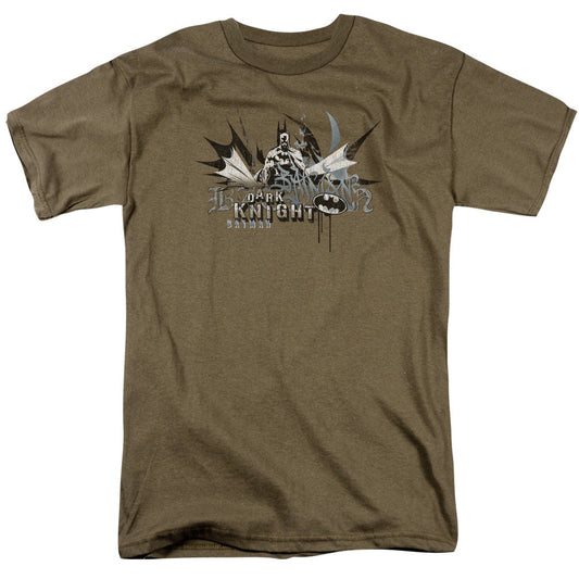 Batman Dark Knight Graffiti Mens T Shirt Safari Green