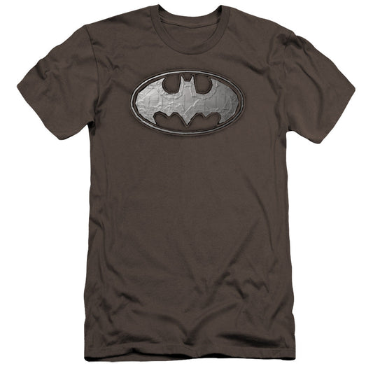 Batman Duct Tape Logo Premium Bella Canvas Slim Fit Mens T Shirt Charcoal