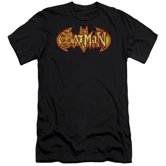 Batman Fiery Shield - Men's Premium Slim Fit T-Shirt