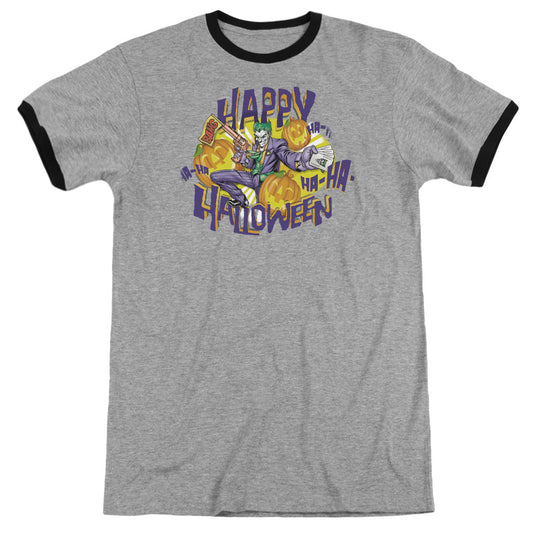 Batman Ha Ha Halloween Heather Ringer Mens T Shirt Heather Black