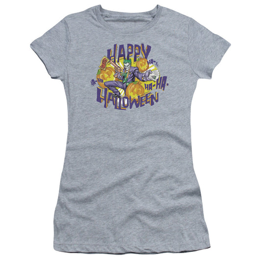 Batman Ha Ha Halloween Junior Sheer Cap Sleeve Womens T Shirt Athletic Heather