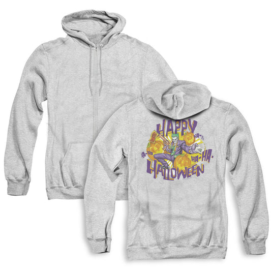 Batman Ha Ha Halloween Back Print Zipper Mens Hoodie Athletic Heather
