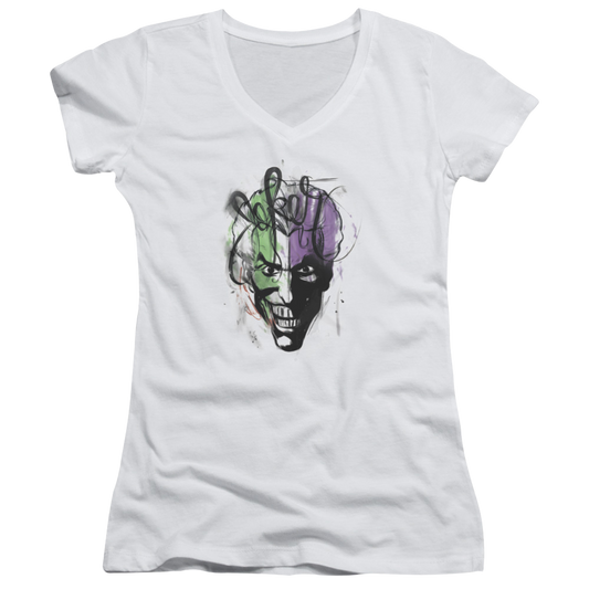 Batman Joker Airbrush - Juniors V-Neck T-Shirt