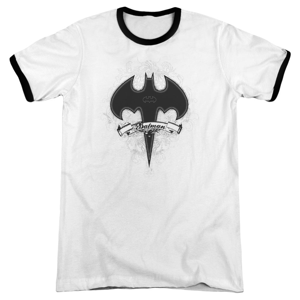 Batman Gothic Gotham Heather Ringer Mens T Shirt White Black