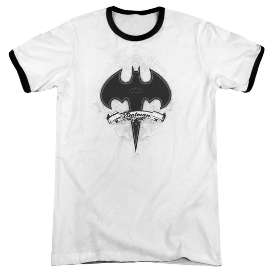 Batman Gothic Gotham Heather Ringer Mens T Shirt White Black