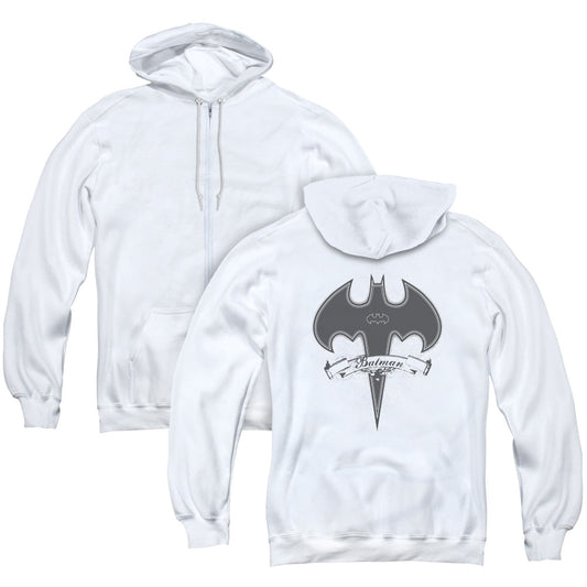 Batman Gothic Gotham Back Print Zipper Mens Hoodie White