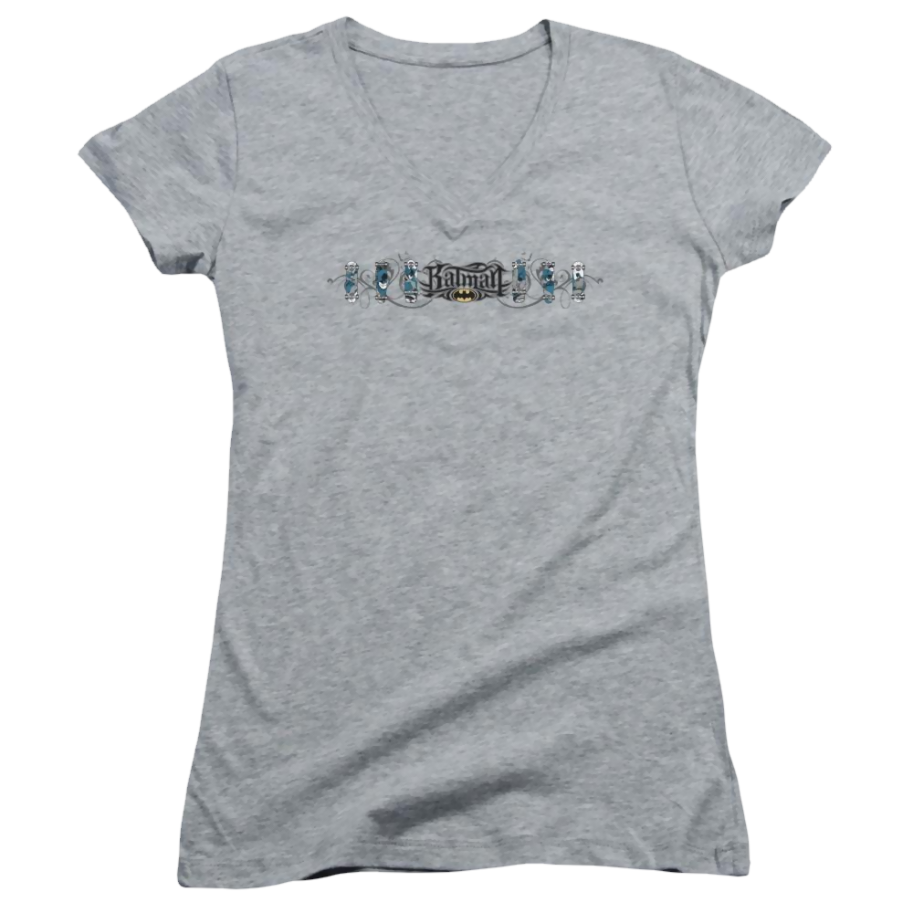 Batman Skateboard Bats - Juniors V-Neck T-Shirt