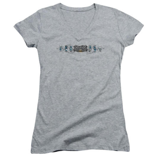 Batman Skateboard Bats - Juniors V-Neck T-Shirt