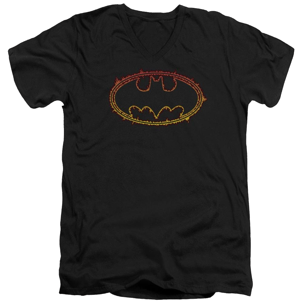 Batman Flame Outlined Logo - Men's V-Neck T-Shirt