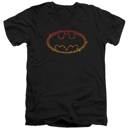 Batman Flame Outlined Logo - Men's V-Neck T-Shirt