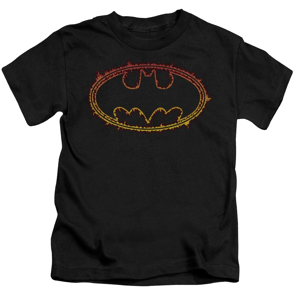 Batman Flame Outlined Logo - Juniors V-Neck T-Shirt