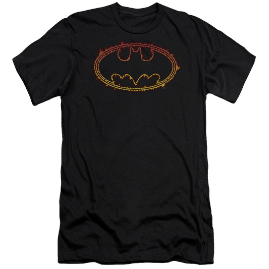 Batman Flame Outlined Logo - Men's Premium Slim Fit T-Shirt