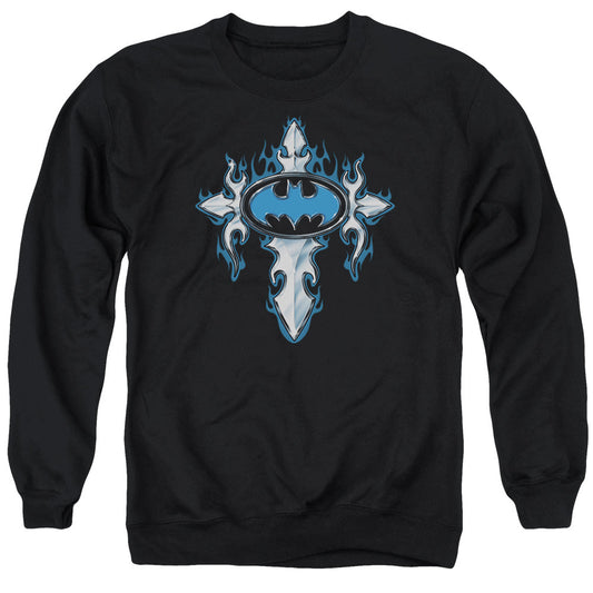 Batman Gothic Steel Logo Mens Crewneck Sweatshirt Black