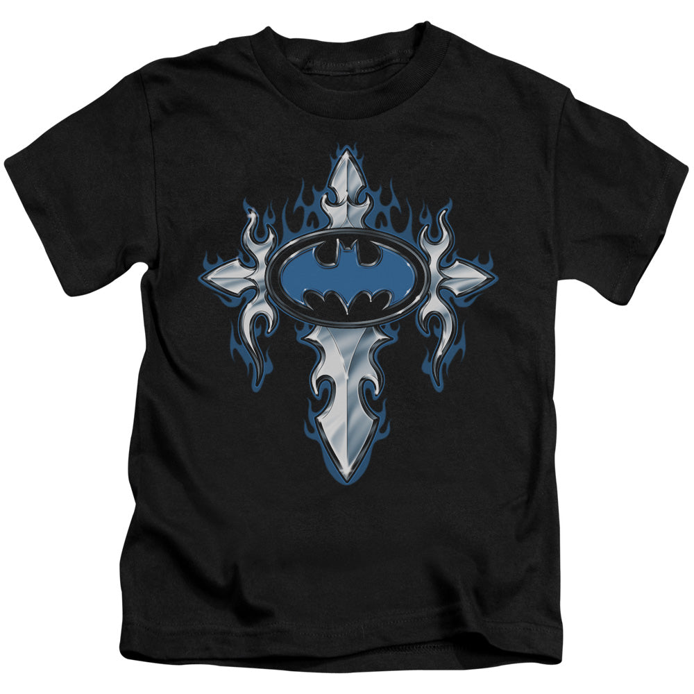 Batman Gothic Steel Logo Juvenile Kids Youth T Shirt Black